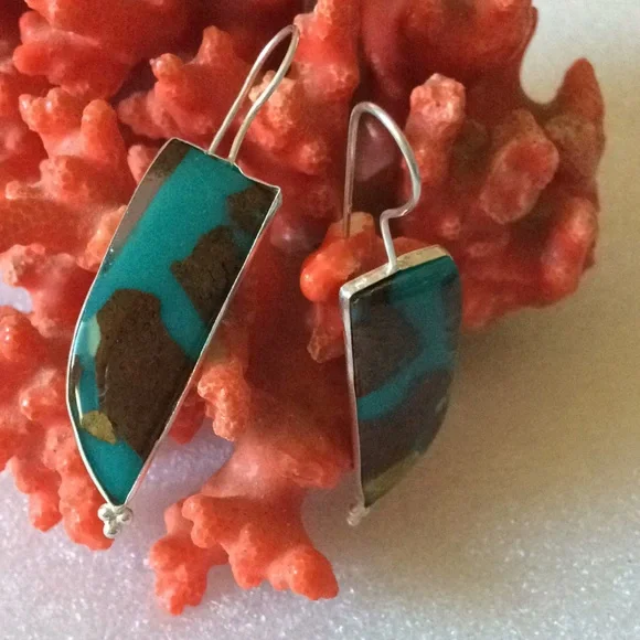 Vintage sterling jasper earrings - Picture 1 of 3